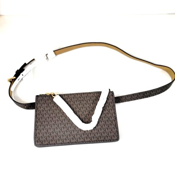 New - MICHAEL KORS Belt Bag with Pull Chain Chocolate Size M - Picture 6 of 16